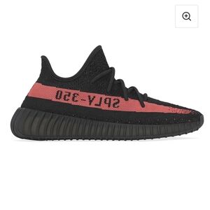 Authentic. Used. Yeezy Boost 350 Black and Red Sneakers